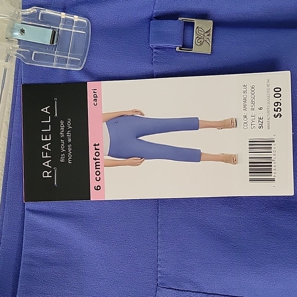 Rafaella comfort capri, pull-on Capri, high stretch, Amparo Blue, Sz 6, NWT - Picture 7 of 9